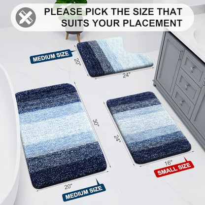 Arotive Microfiber Bathroom Rugs, Shaggy Soft Absorbent Bath Rug, 50x30 - color: Blue, size: 50" X 30"