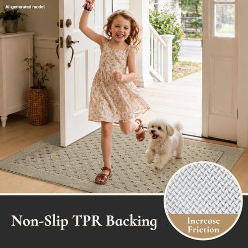 Dirt Trapper Door Mat 36"x 60", Non-Slip Entryway Rugs, Beige - color: Beige, size: 36" x 60"