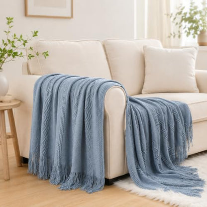 BATTILO HOME Light Blue Throw Blanket for Couch, 50"x60" - color: Dusty Blue, size: 50 x 60 in.