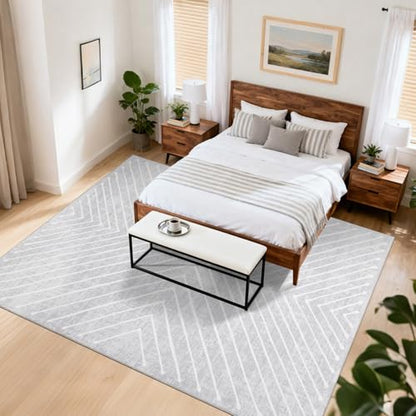 ROYHOME 8x10 Large Area Rug for Living Room Washable Non Slip Bedroom Rugs - color: Grey, size: 8' x 10' (Rectangular)