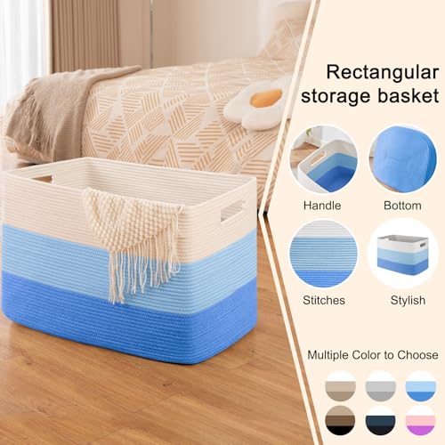 OIAHOMY 108L Extra Large Blanket Basket Dog Toy Basket Gradient Light Blue - color: Gradient Light Blue
