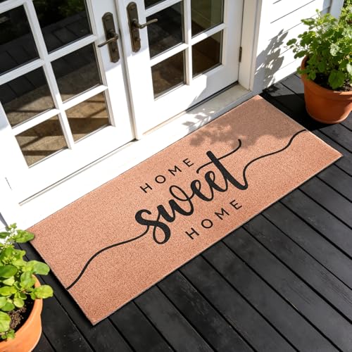 Home Sweet Home Long Doormat for Double Door Entrance, 24x59 Inch