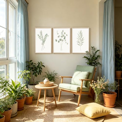 Sage Green Botanical Wall Art Deor Eucalyptus Leaf Pictures Plant Prints - color: Botanical Art, size: 16''x24'' Wood Framed