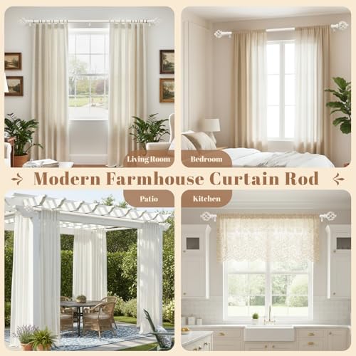 1" Farmhouse Heavy Duty Curtain Rods for Windows,Adjust 18-45",White - color: Antique White, size: 18-45 Inch & 1 Pack