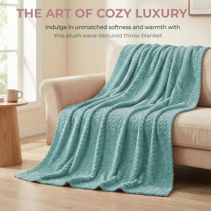 Exclusivo Mezcla Large Fleece Throw Blanket for Couch, Sofa, Celadon - color: Celadon, size: Throw ( 50x70 IN )