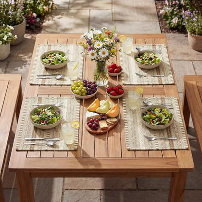 Artoid Mode Light Coffee Woven Braided Stripe Placemats Set of 6-12x18 Inch - color: Light Coffee, size: 12" x 18", 6 Pcs