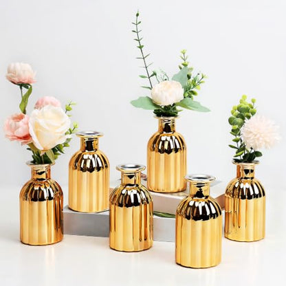 Small Gold Bud Vases, Set of 6 - size: Pack of 6