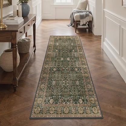 Bavni 2x5 Kitchen Runner Rug, Washable Non Slip, Dark Green Brown - color: Dark Green Brown, size: 2' x 5' (Rectangular)