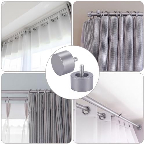 LEIFIDE 4 Pack Curtain Rod Finials Curtain Rod End Cap Finials for Curtains Rods of 7/8 and 1 Inch Diameter (Silver) - color: Silver