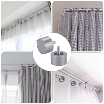 LEIFIDE 4 Pack Curtain Rod Finials Curtain Rod End Cap Finials for Curtains Rods of 7/8 and 1 Inch Diameter (Silver) - color: Silver