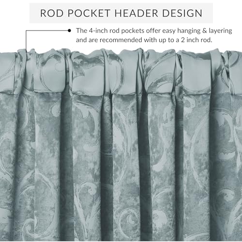 Mia Beaded Scallop Valance, Blue - 52" W x 19" L - color: Blue