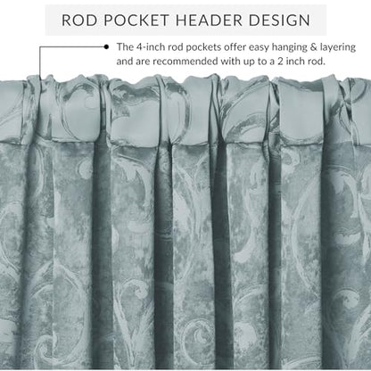 Mia Beaded Scallop Valance, Blue - 52" W x 19" L - color: Blue