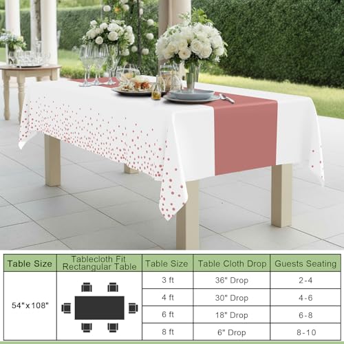 Smiry Disposable Rectangle Plastic 54 x 108 Inch Table Cloth 3 Pack - color: White and Rose Gold