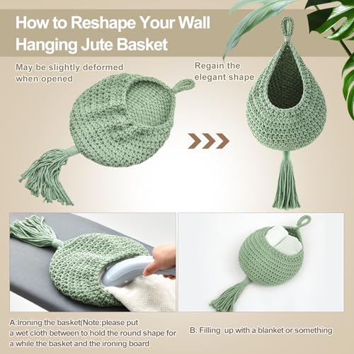 Honeydak 3 Hanging Baskets, Sage Green Mix, Tassel Teardrop - color: Sage Green Mix, style: Tassel Teardrop