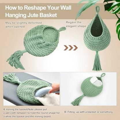 Honeydak 3 Hanging Baskets, Sage Green Mix, Tassel Teardrop - color: Sage Green Mix, style: Tassel Teardrop