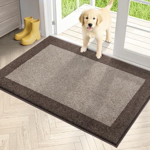 PURRUGS Dirt Trapping Indoor Door Mat, 32" x 48", Beige & Grayish Brown - color: Beige & Grayish Brown, size: 32" X 48"