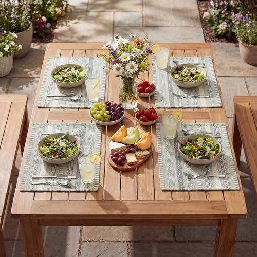 Artoid Mode Dark Grey Woven Braided Stripe Placemats Set of 4-12x18 Inch - color: Dark Grey, size: 12" x 18", 4 Pcs