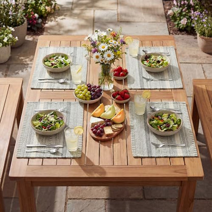 Artoid Mode Dark Grey Woven Braided Stripe Placemats Set of 4-12x18 Inch - color: Dark Grey, size: 12" x 18", 4 Pcs