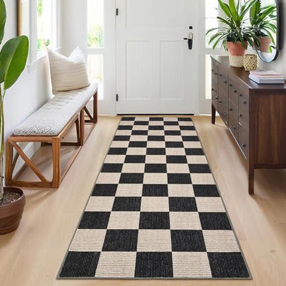 Garvee 2x6 Runner Rug Kitchen Rugs Washable Hallway Runner Rug, Black - color: Checkered - Black, size: 2' x 6' (Runner)