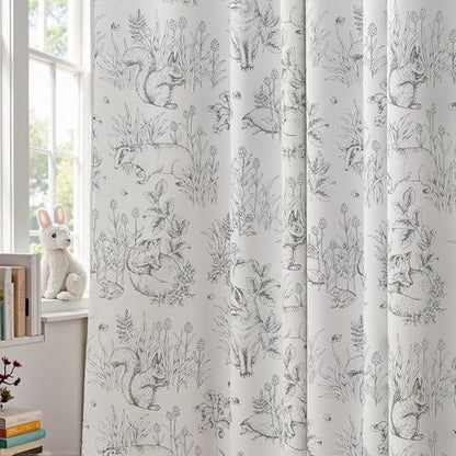 jinchan Grey Blackout Curtains 63 Inch Woodland Back Tab 2 Panels - color: Grey on Beige, size: 50"W x 63"L (Pack of 2)