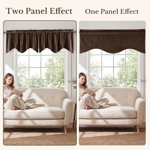 StangH Brown Valance for Windows 52x18 Inch, 1 Panel - color: Brown, size: 52"W x 18"L (Pack of 1)