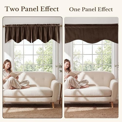 StangH Brown Valance for Windows 52x18 Inch, 1 Panel - color: Brown, size: 52"W x 18"L (Pack of 1)