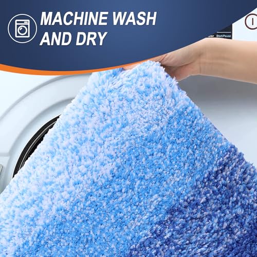 OLANLY Small Bathroom Rugs 24x16, Extra Soft Absorbent Microfiber Bath Rugs - color: Light Royal Blue, size: 24" X 16"