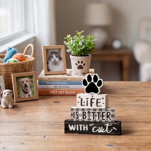 Smile Rustic Pet Stackable Wooden Blocks Tiered Tray Decor - style: Pet Cat