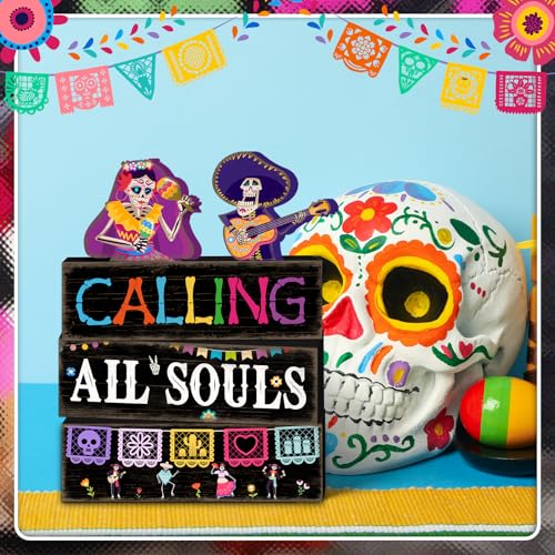 Britimes Day of Dead Tiered Tray Decor Set, 4 Pack, Wooden Table Sign - style: Day of the Dead Duo
