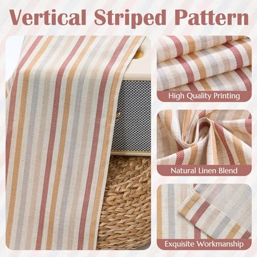 jinchan Stripe Linen Kitchen Valance Curtain, 50x18, 1 Panel, Multi Red - color: Boxter Striped | Multi Red on Linen, size: 50"W x 18"L (Pack of 1)