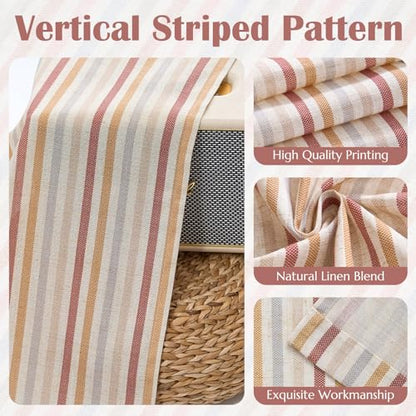 jinchan Stripe Linen Kitchen Valance Curtain, 50x18, 1 Panel, Multi Red - color: Boxter Striped | Multi Red on Linen, size: 50"W x 18"L (Pack of 1)