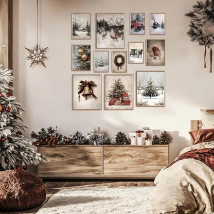 KBKBART 12pcs Christmas Wall Art Prints, Winter Holiday Canvas Art Prints - color: Christmast Prints Set