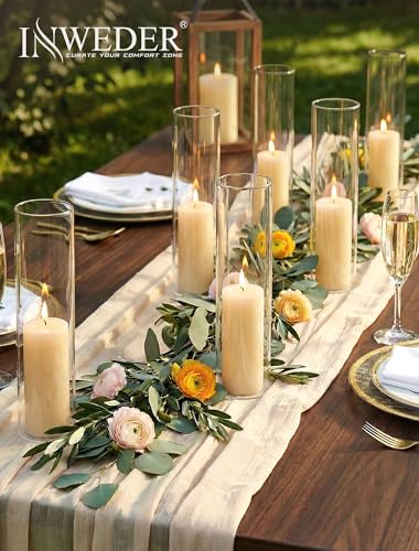 Hurricane Glass Candle Holders: 2.5" W x 12" H Cylinder Cover 6 Pcs