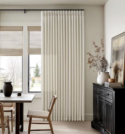 98 Inch Beige Linen Semi Sheer Pinch Pleated Curtains 50 Inch Wide 2 Panels - color: Linen, size: 50"W x 98"L (Pack of 2)