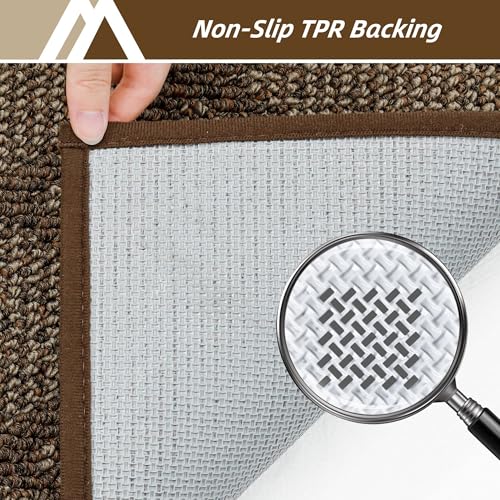 COSY HOMEER Non-Slip Door Mat 24"x60",Entryway Rugs Low Profile,Brown - color: Brown, size: 5' x 2' (Rectangular)