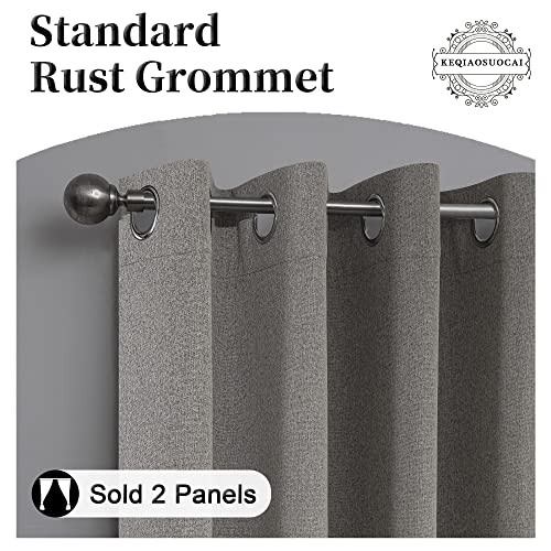 100 Percent Blackout Curtains 84 Inches Long - 2 Panels Stone Colour Burg Linen Textured Curtains - Shabby Chic Linen Curtain Drapes for Modern Farmhouse(2 Panels,W 52 x L 84 Inch Length) - color: Stone, size: 52"W x 84"L (Pack of 2)