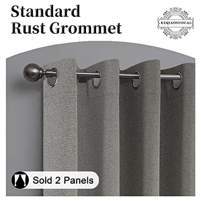 100 Percent Blackout Curtains 84 Inches Long - 2 Panels Stone Colour Burg Linen Textured Curtains - Shabby Chic Linen Curtain Drapes for Modern Farmhouse(2 Panels,W 52 x L 84 Inch Length) - color: Stone, size: 52"W x 84"L (Pack of 2)