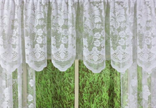 Today's Curtain Floral Vine Lace Swag 38", White, 60W x 38L - color: White, size: 60"W x 38"L (Pack of 1)