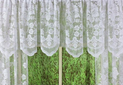 Today's Curtain Floral Vine Lace Swag 38", White, 60W x 38L - color: White, size: 60"W x 38"L (Pack of 1)