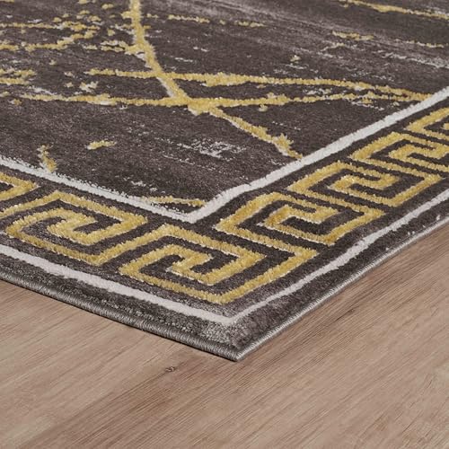 GLORY RUGS Area Rugs Marble 5x7 Brown Gold Carpet Modern Abstract Rug Living Room Dining Bedroom Rug - color: Brown Gold, size: 5' x 7' (Rectangular)