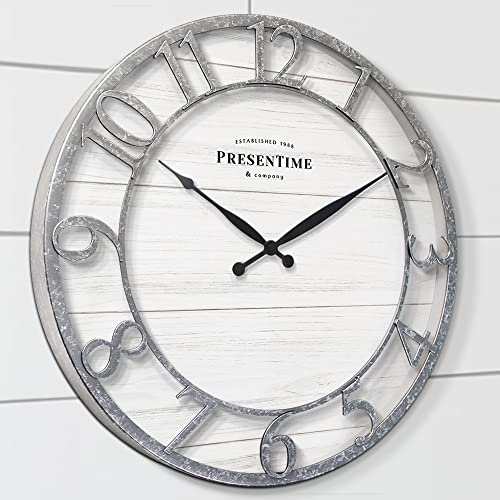 Presentime 21" Farmhouse Series Wall Clock - color: Galvanized Finish, size: 21 inch