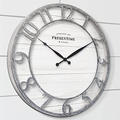 Presentime 21" Farmhouse Series Wall Clock - color: Galvanized Finish, size: 21 inch