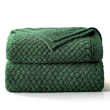 Whale Flotilla Summer Chunky Chenille Knit Twin Size Blanket for Couch, Bed - color: Deep Green, size: Twin(60x80 Inch)
