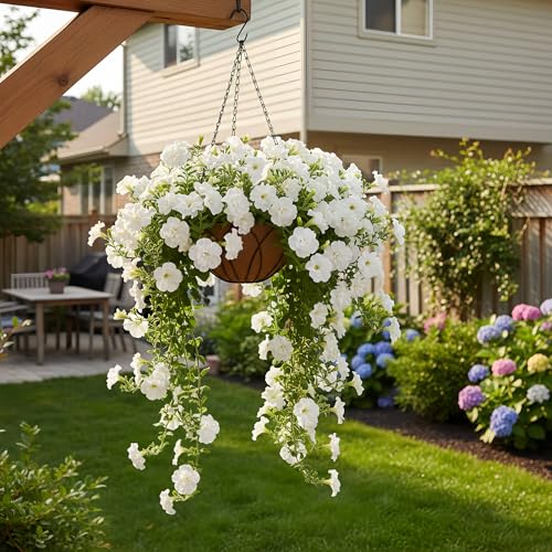 HOSY 2-Pack 12-in Hanging Metal Planter Baskets with Coconut Fibre Liner - color: Petals - Black
