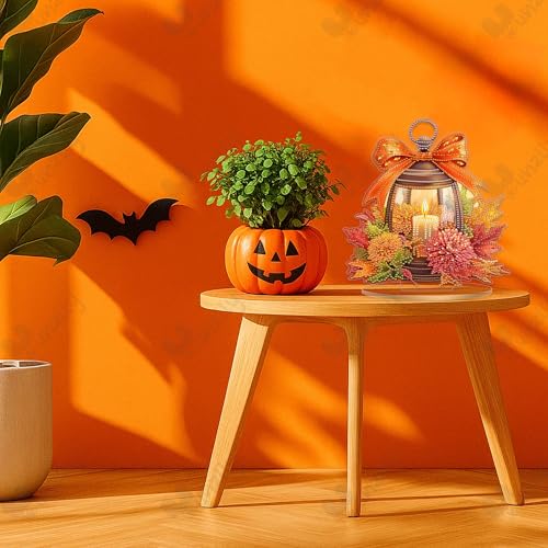 Yunzlly Stand Up Diamond Art Painting Kit, Desktop Gem Painting Ornament Kit for Adults, Tabletop Acrylic Diamond Board Painting (Fall Candle) - color: Fall Candle