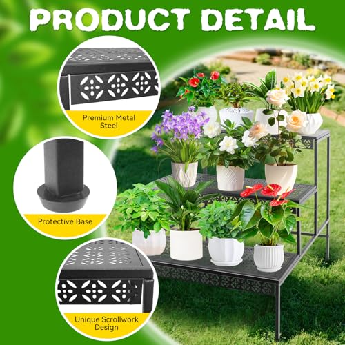 3 Tier Metal Plant Stand, Ladder Flower Pot Holder Plant Stands