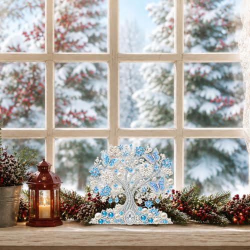 Yunzlly Stand Up Diamond Art Painting Kit, Desktop Gem Painting Ornament Kit for Adults, Tabletop Acrylic Diamond Board Painting (Tree) - color: Tree