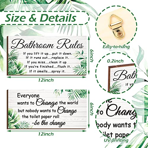 Jetec 2 Pcs Funny Bathroom Signs Wall Decor Farmhouse,Leaves Style - style: Leaves Style