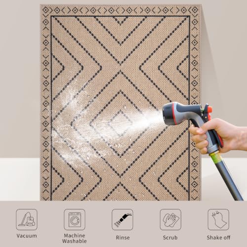 Tangsoo Easy Jute 2x5 Hallway Washable Runner Rug,Non-Slip Carpet Runners - color: Black Diamond, size: 2x5ft