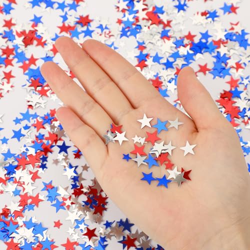 MARFOREVER 4th of July Confetti Red White and Blue Table Decorations - style: Red White Blue